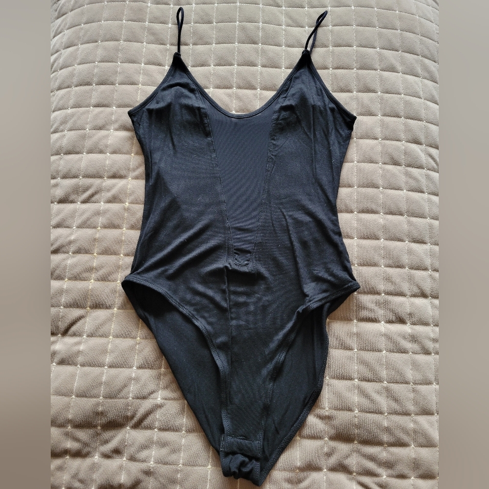 Elegant Black Bodysuit with Spaghetti Straps